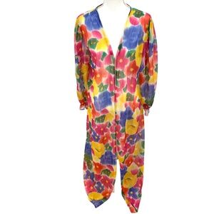 Vintage Inner Most Bright Floral Sheer Duster Robe Sears Sz L